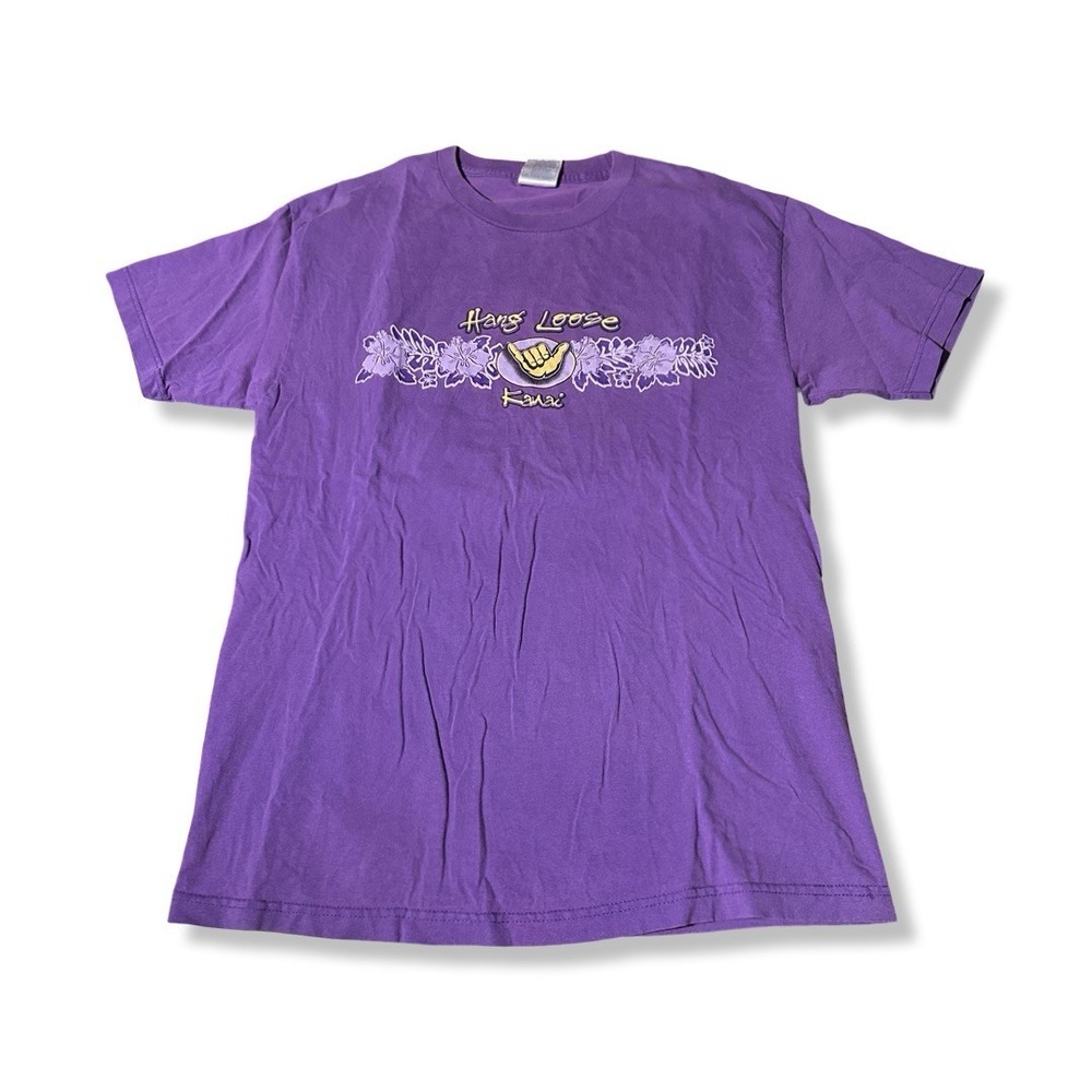 Vintage Hang Loose Kona Shirt Mens Large Purple Hawaii Surf Graphic Tee Y2K